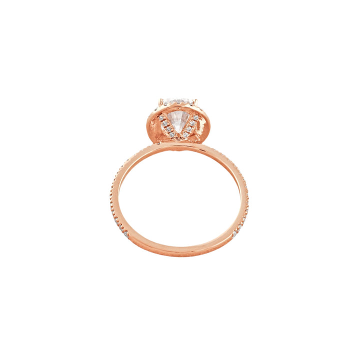 1.91 CT Oval Cut Halo & Pave Moissanite Engagement Ring Rose Gold