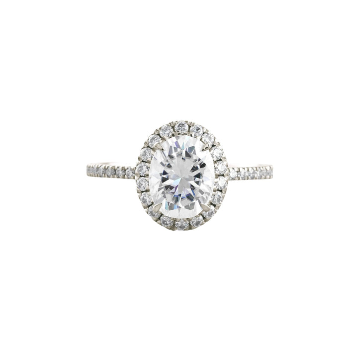 1.91 CT Oval Cut Halo & Pave Moissanite Engagement Ring White Gold