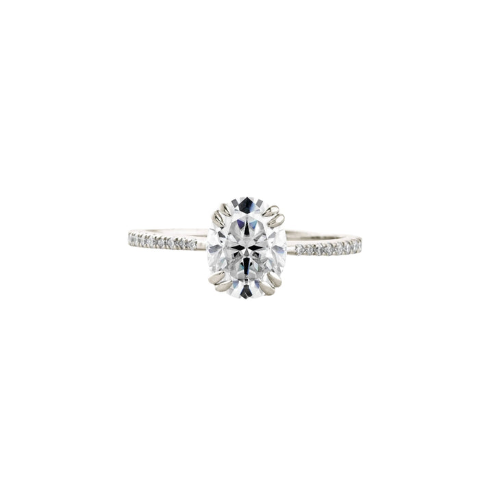 1.91 CT Oval Cut Pave Moissanite Engagement Ring White Gold