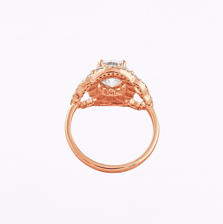 1.91 CT Oval Cut Vintage Halo Moissanite Engagement Ring Rose Gold