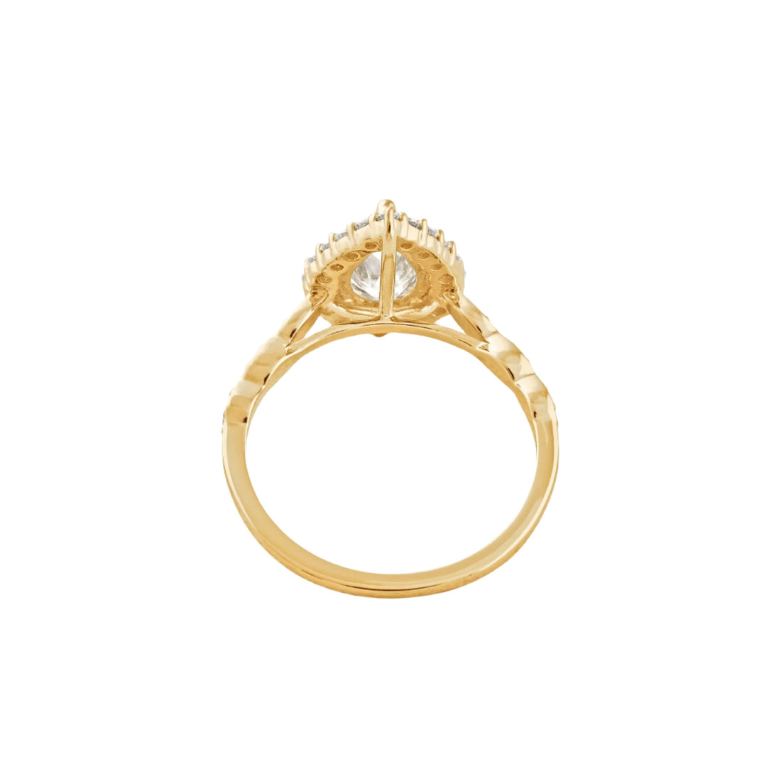 1.93 CT Pear Cut Halo & Pave Moissanite Engagement Ring Yellow Gold