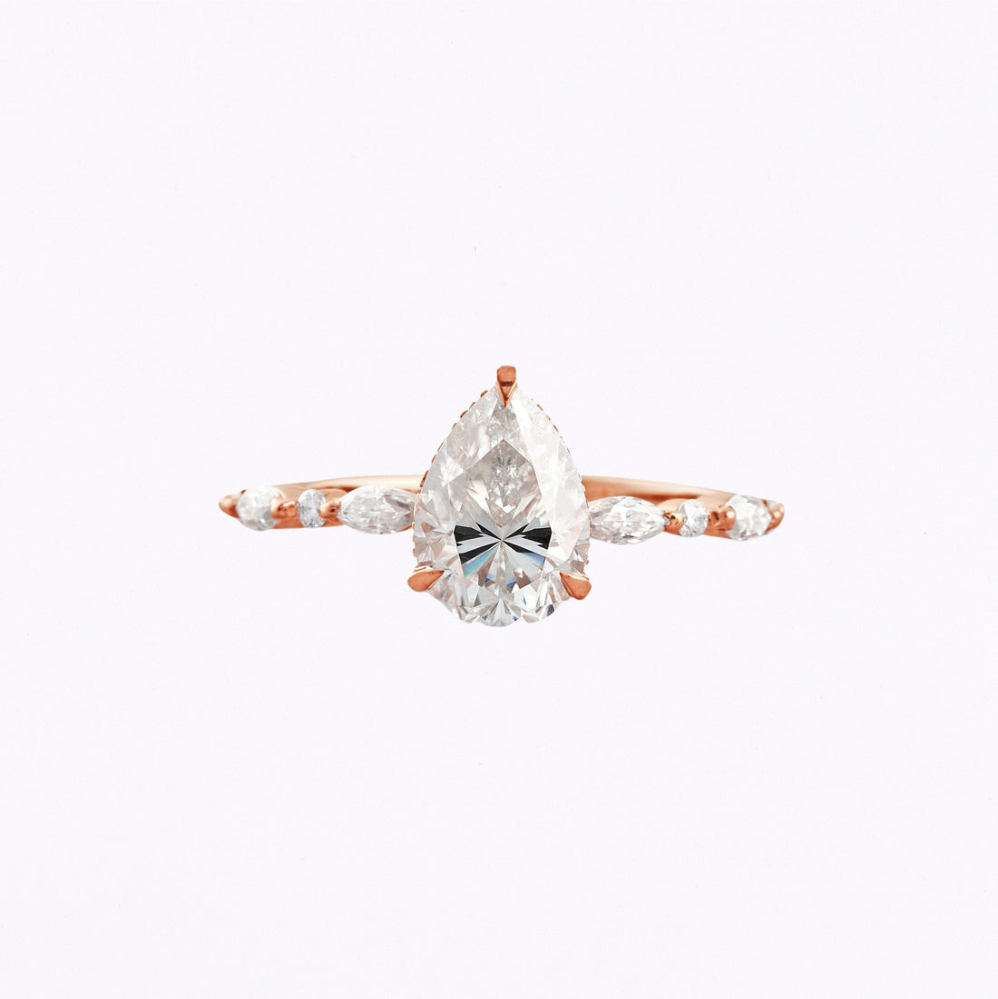 1.93 CT Pear Cut Moissanite Engagement Ring Rose Gold