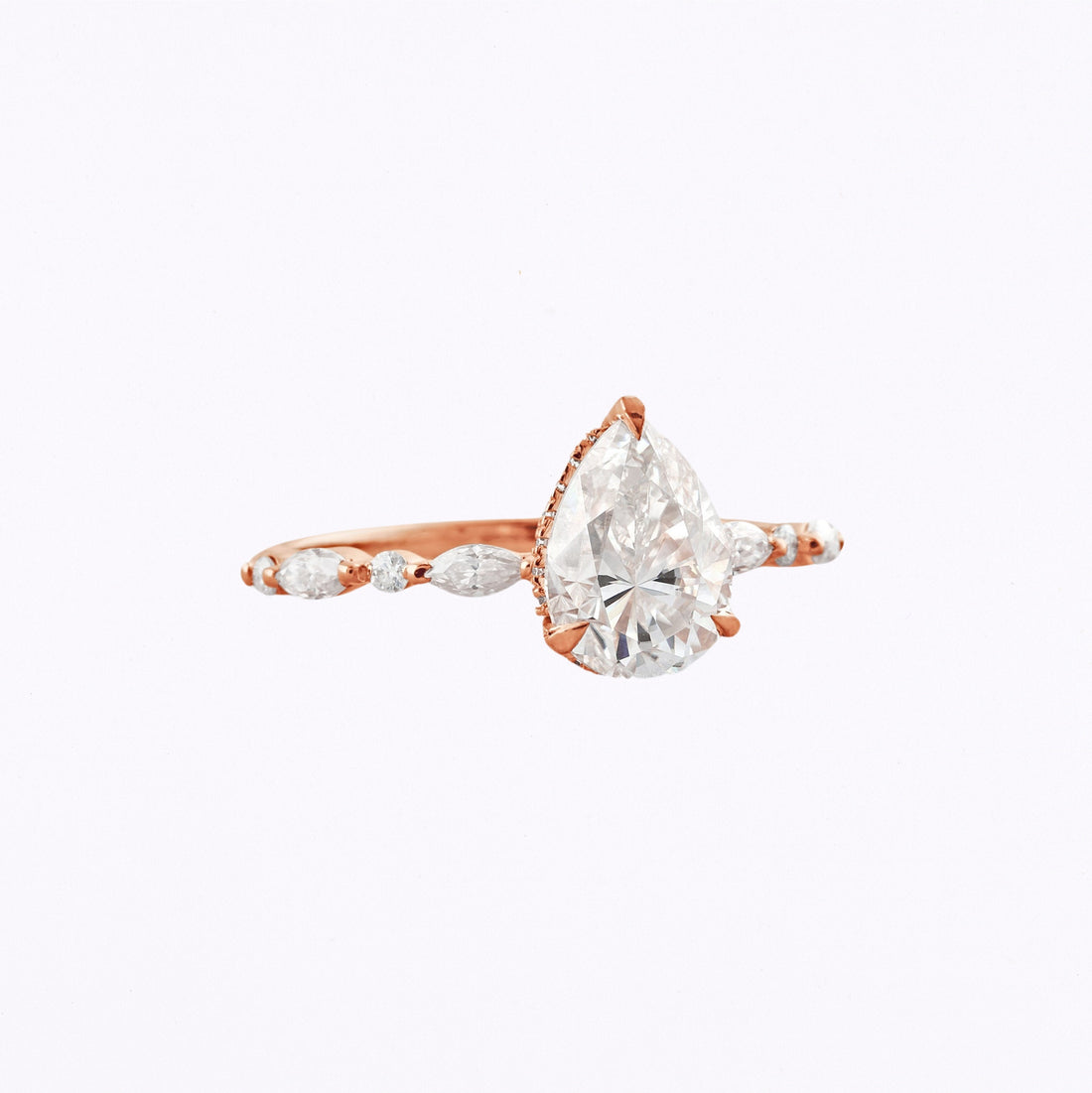 1.93 CT Pear Cut Moissanite Engagement Ring Rose Gold