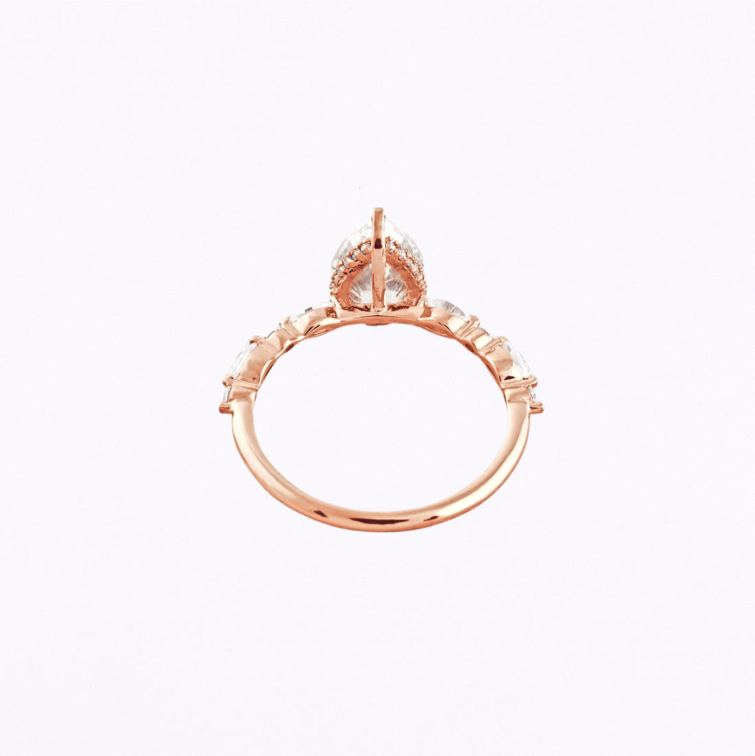 1.93 CT Pear Cut Moissanite Engagement Ring Rose Gold