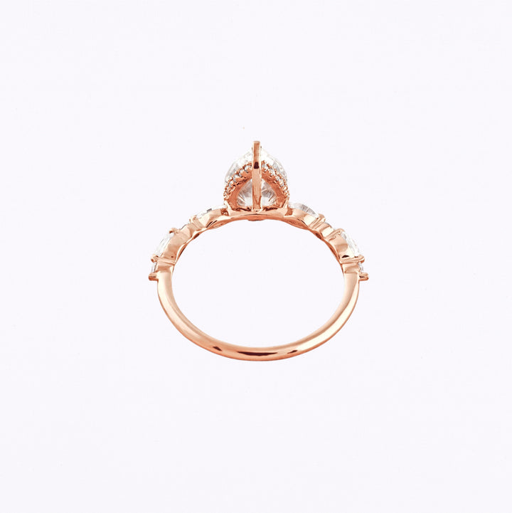 1.93 CT Pear Cut Moissanite Engagement Ring Rose Gold