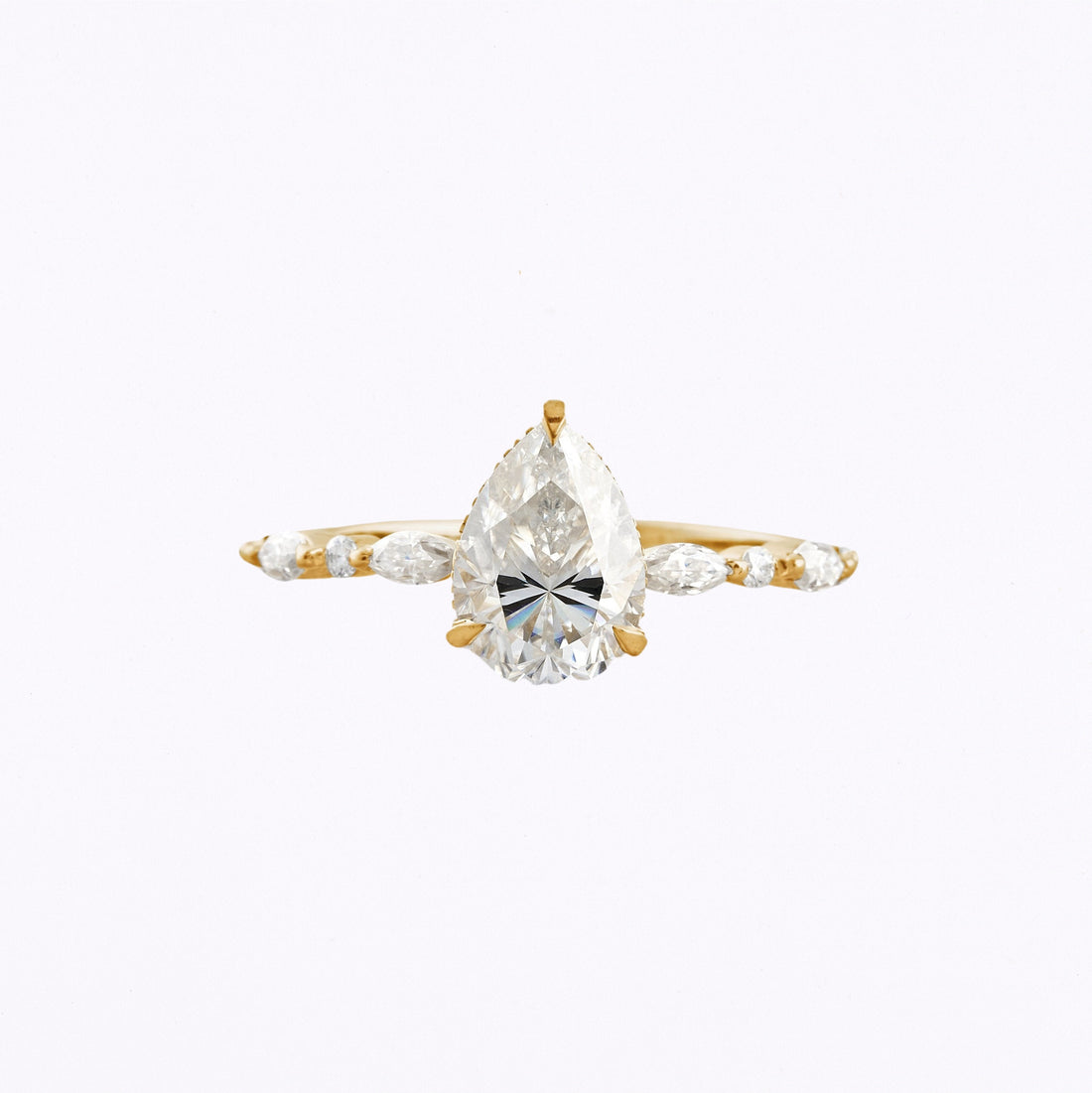 1.93 CT Pear Cut Moissanite Engagement Ring Yellow Gold