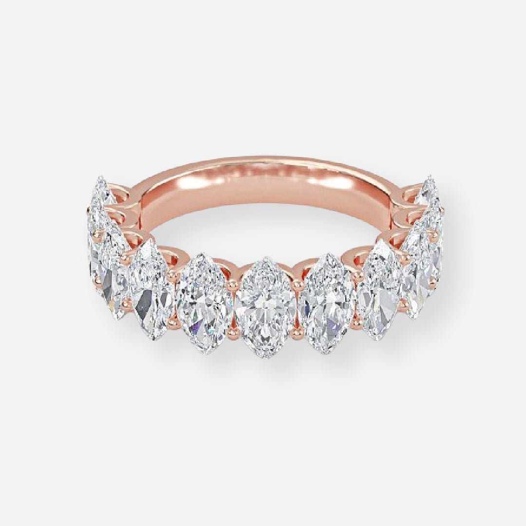 The Tiffany 11 Stone Marquise Moissanite Anniversary Band Rose Gold