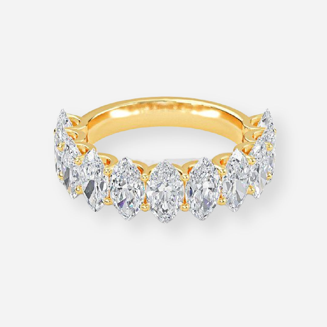 The Tiffany 11 Stone Marquise Moissanite Anniversary Band Yellow Gold