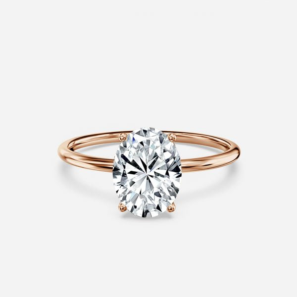 Bloom Oval Solitaire Moissanite Engagement Ring Rose Gold