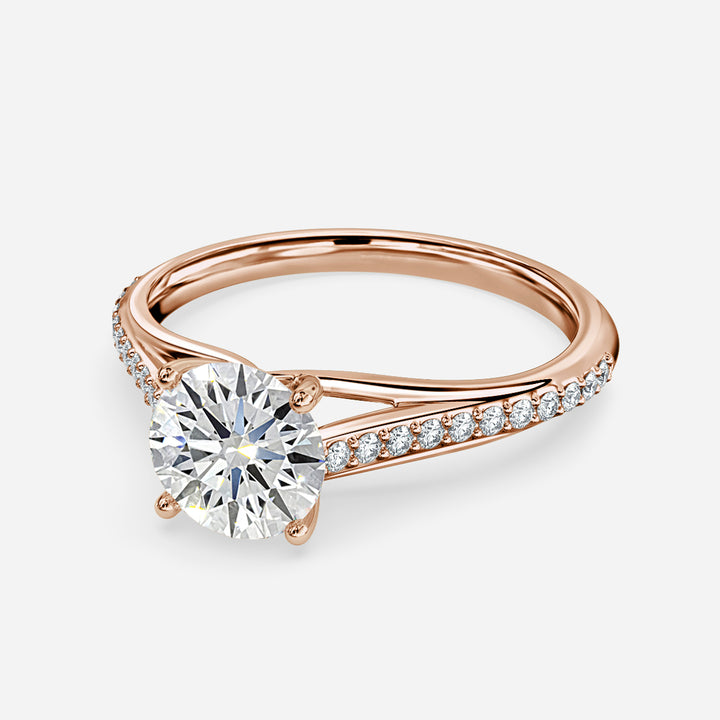 Gloria Round Moissanite Engagement Ring Rose Gold