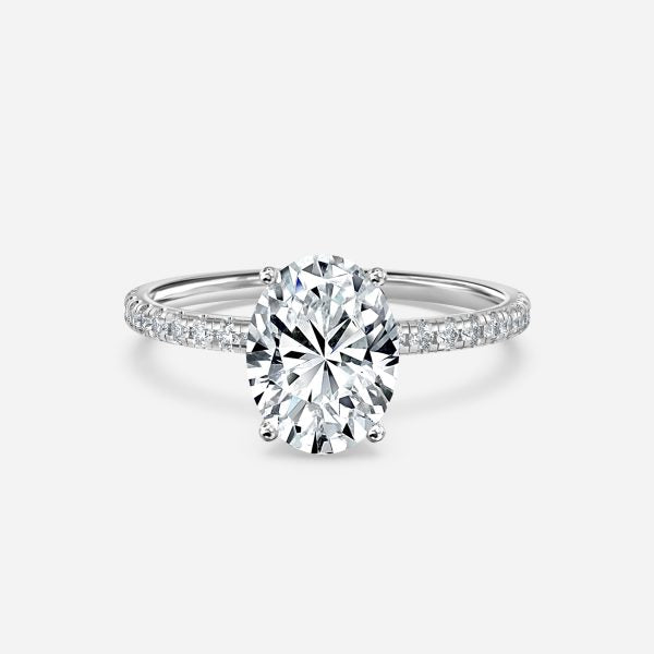 Piaget Oval Moissanite Band Engagement Ring White Gold