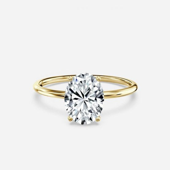 Bloom Oval Solitaire Moissanite Engagement Ring Yellow Gold