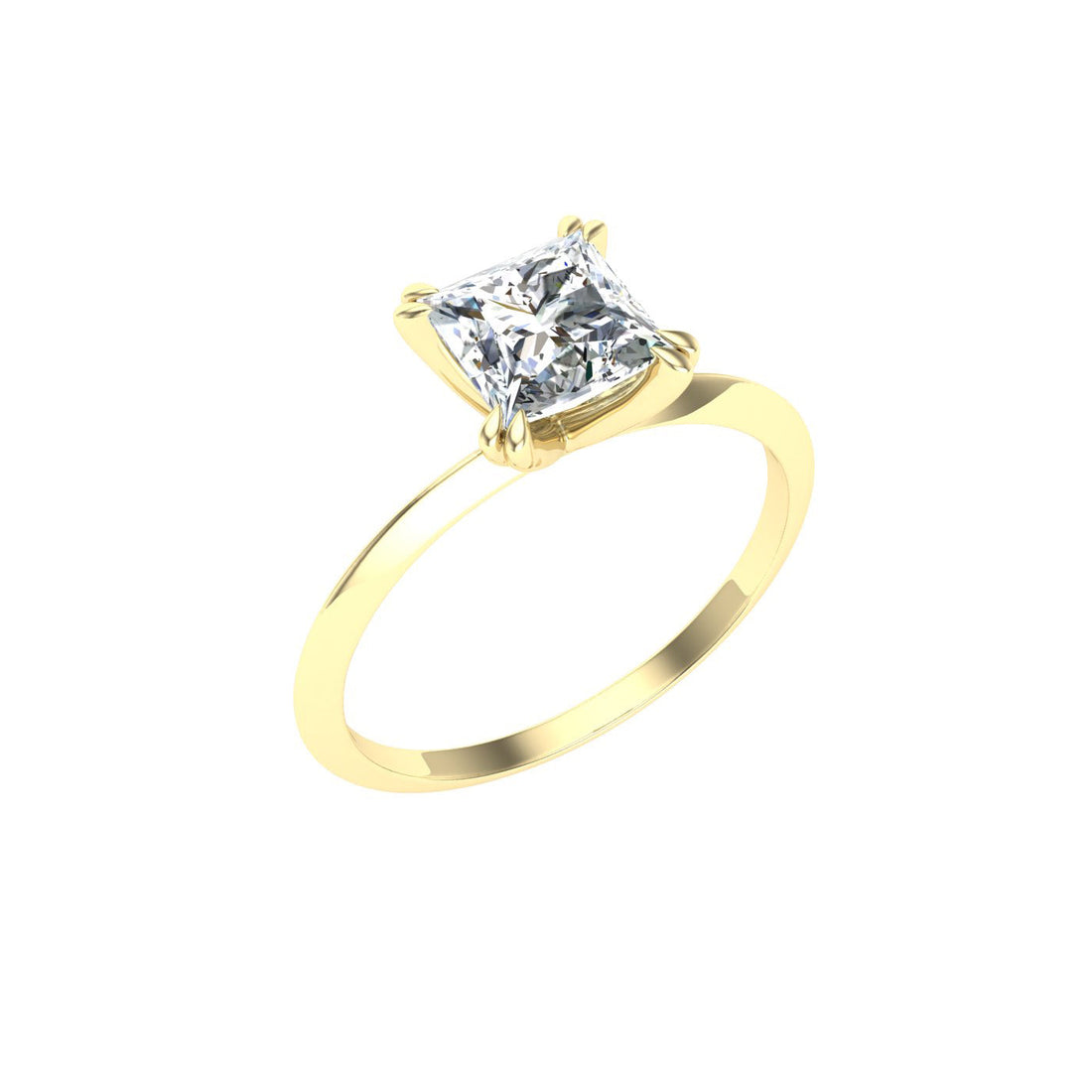 Seraphic Double Claw Princess Moissanite Engagement Ring Yellow Gold