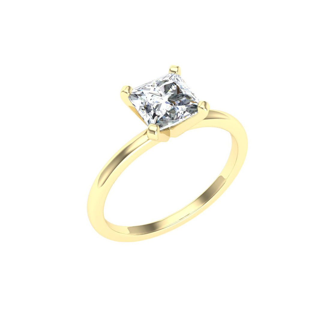 Opulent Princess Solitaire Moissanite Engagement Ring Yellow Gold