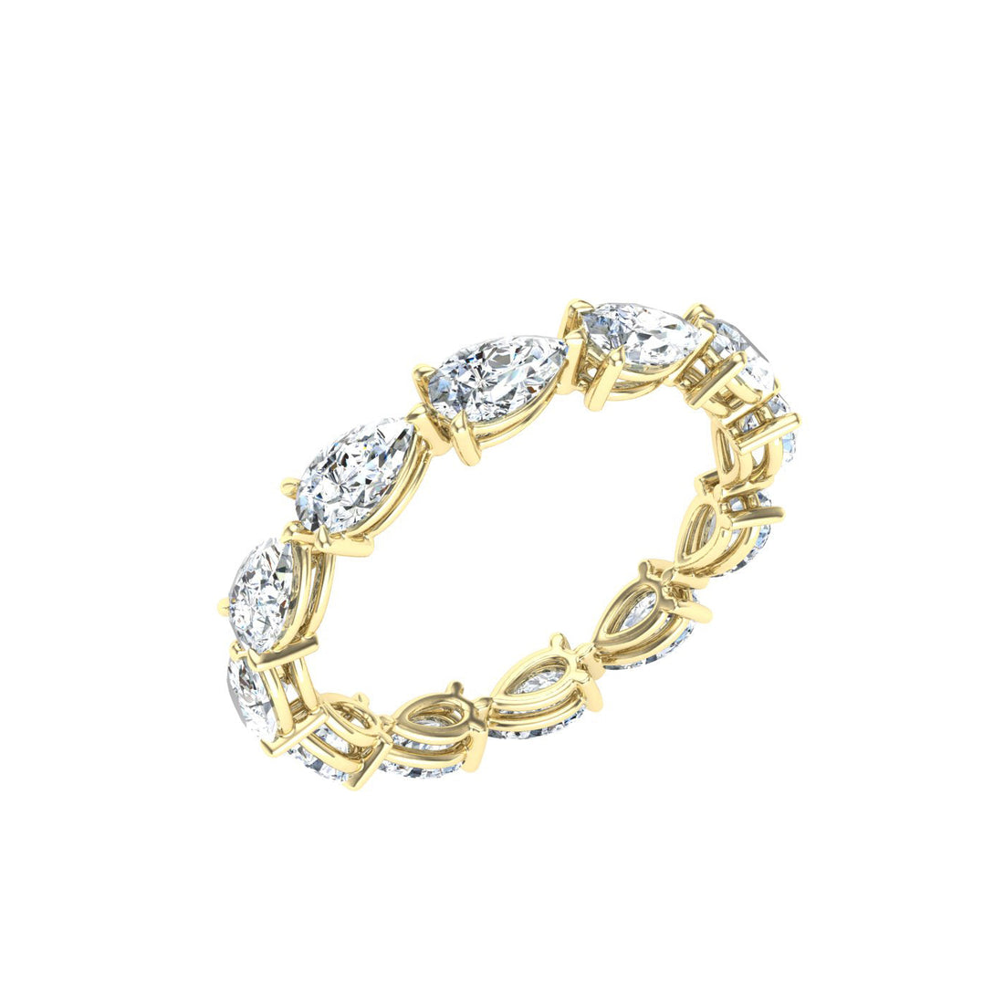 Luxe Pear Cut Moissanite Wedding Band Yellow Gold