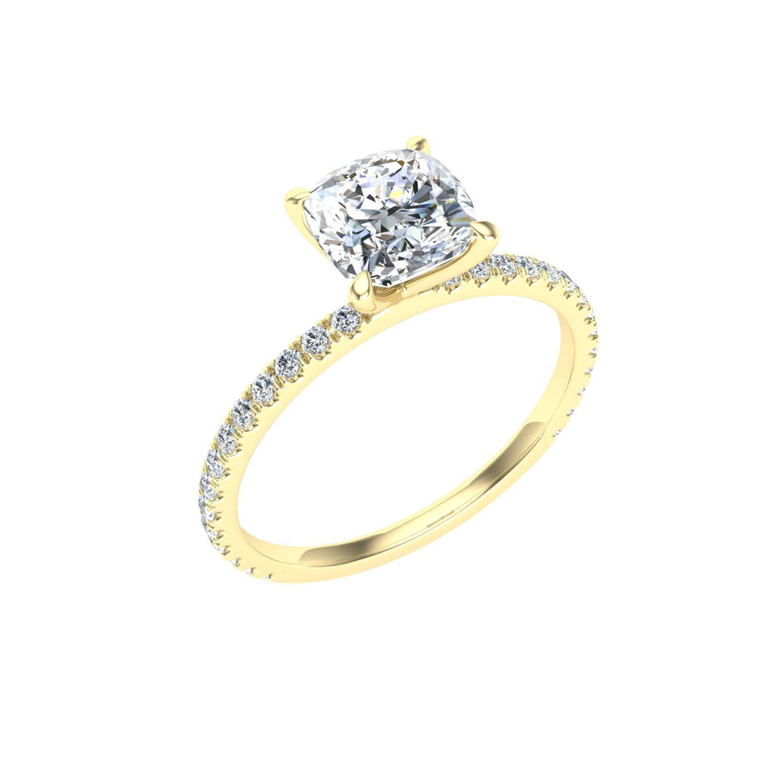 Cipher Cushion Cut Solitaire Moissanite Engagement Ring Yellow Gold