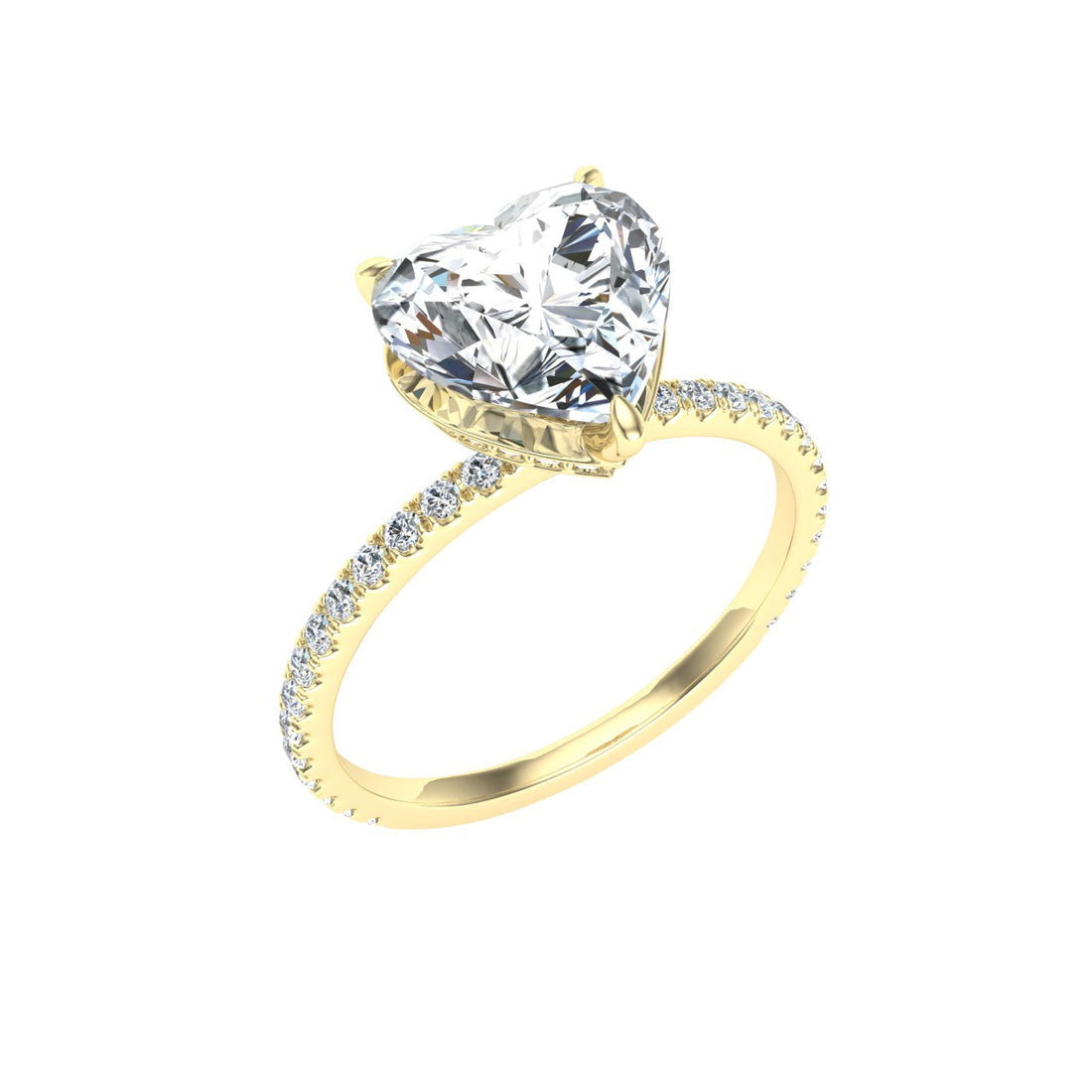 Evergreen Sweetheart Hidden Halo Moissanite Engagement Ring Yellow Gold