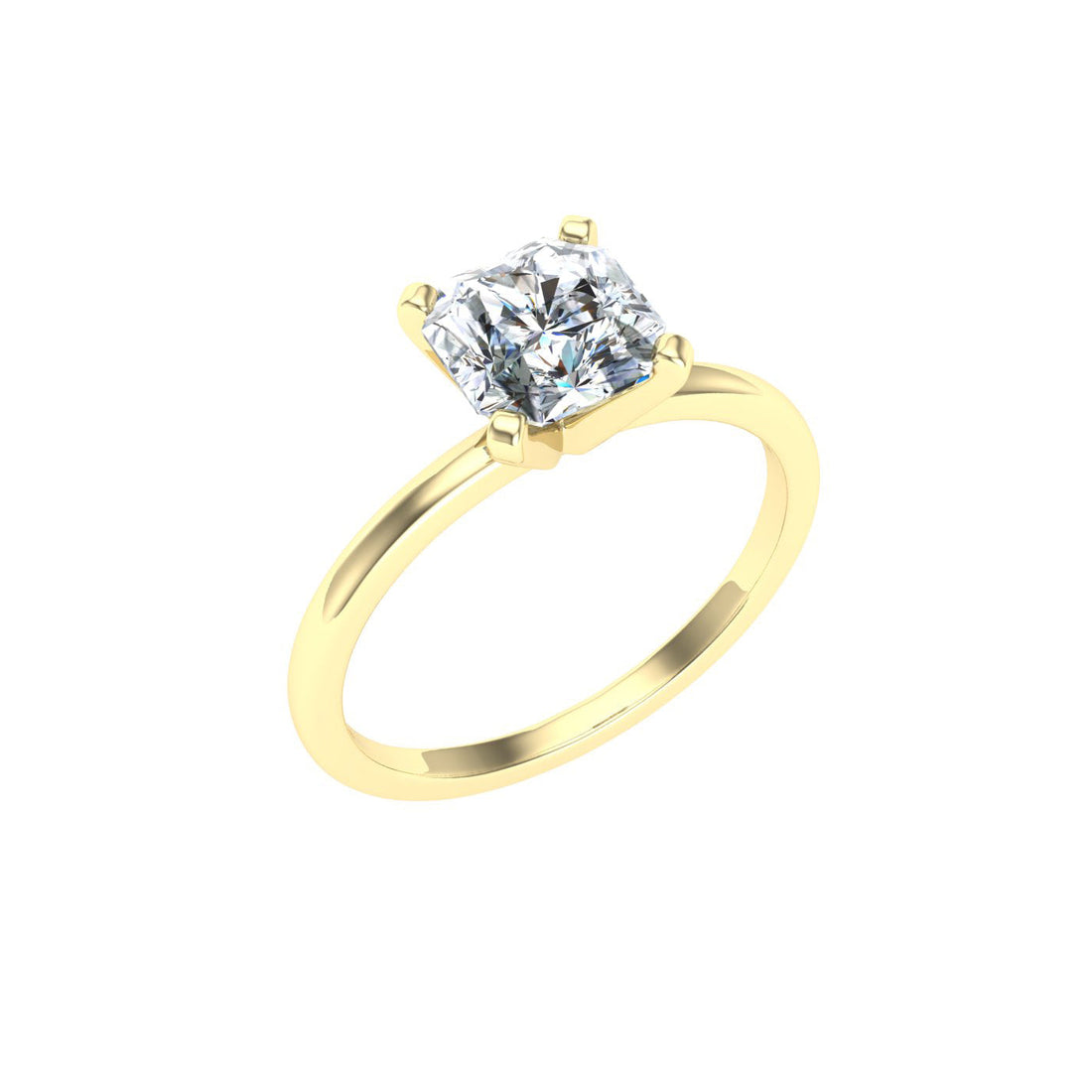 Lustrous Asscher Solitaire Moissanite Engagement Ring  Yellow Gold