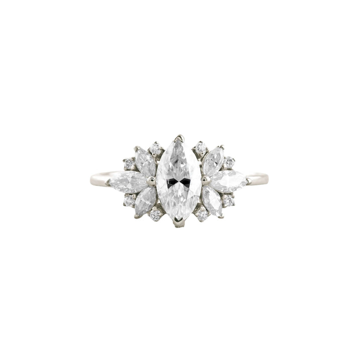 1 CT Marquise Cut Cluster Moissanite Engagement Ring White Gold