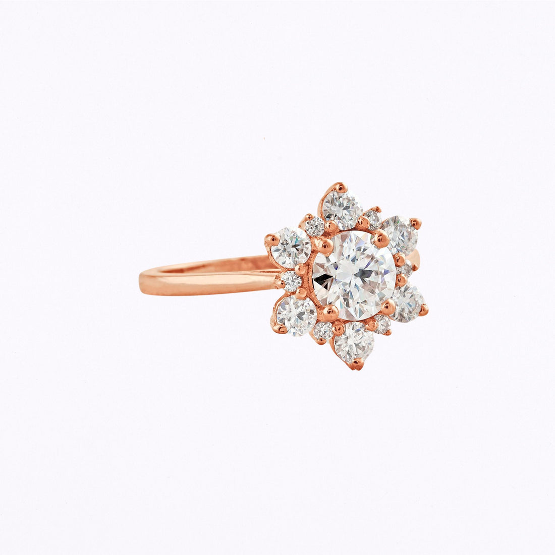 1 CT Round Cut Moissanite Engagement Ring Rose Gold