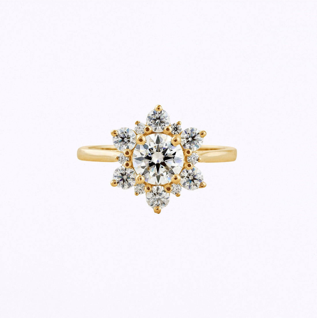 1 CT Round Cut Moissanite Engagement Ring Yellow Gold