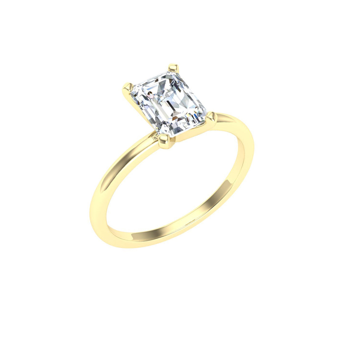 Serenade Emerald Solitaire Moissanite Engagement Ring Yellow Gold