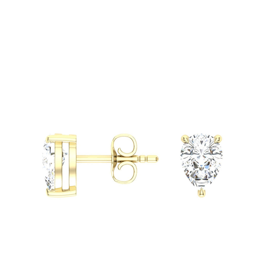 Pear Moissanite Studs Yellow Gold