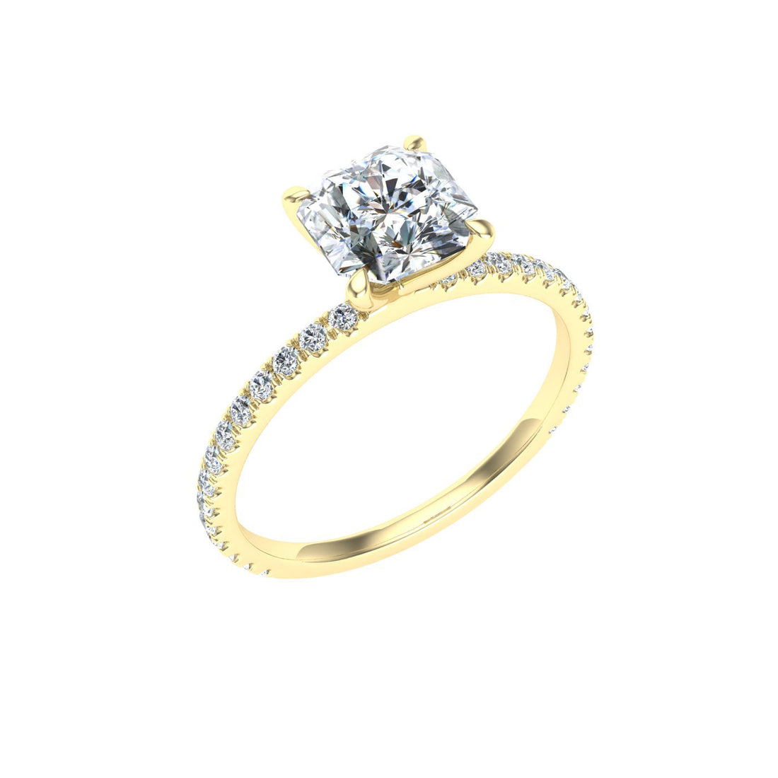 Cascade Asscher Cut Solitaire Moissanite Engagement Ring Yellow Gold