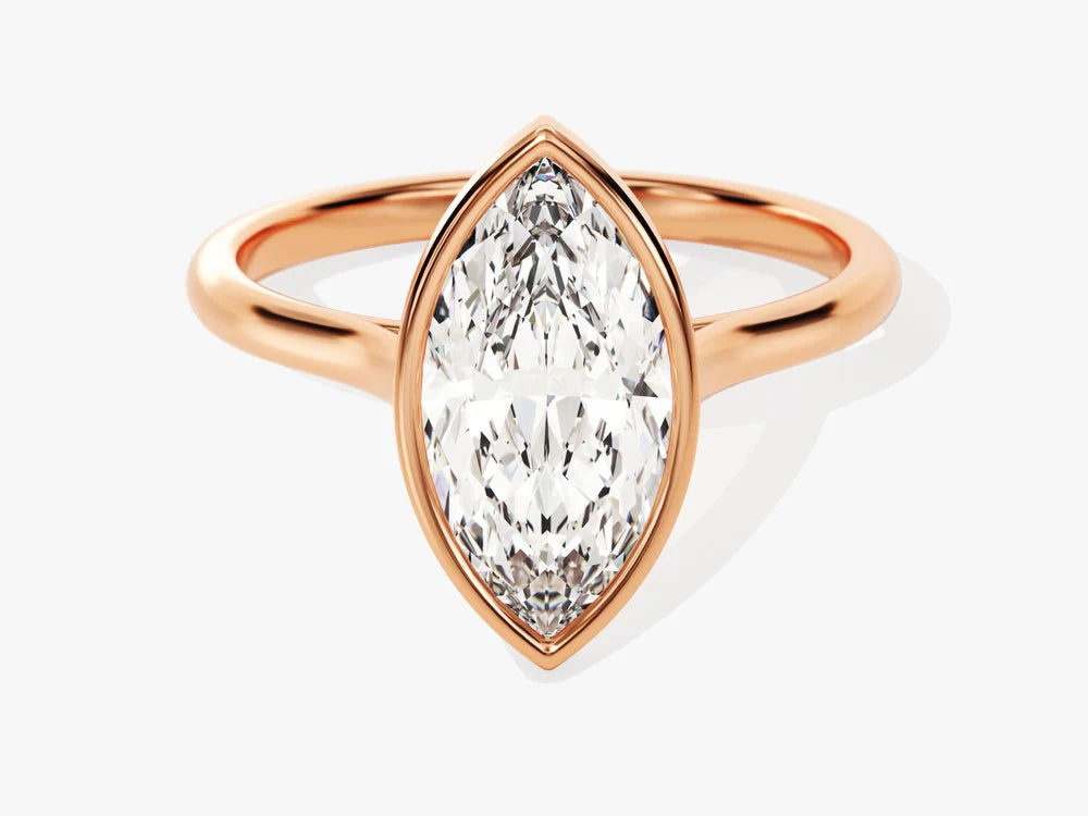 2.00 CT Marquise Bezel Moissanite Engagement Ring