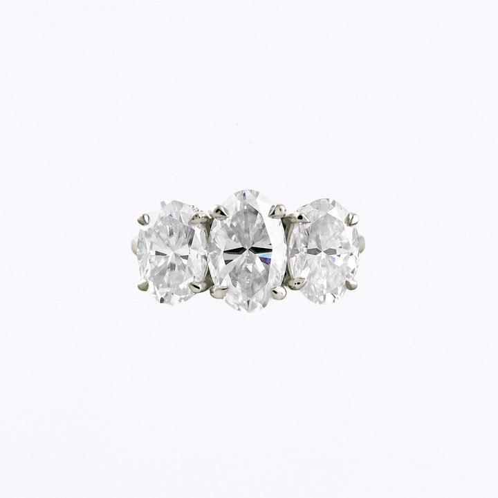 2.35 CT Oval Cut 3 Stones Moissanite Engagement Ring White Gold