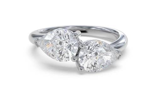 2 Stone Pear Lab Grown Diamond Ring