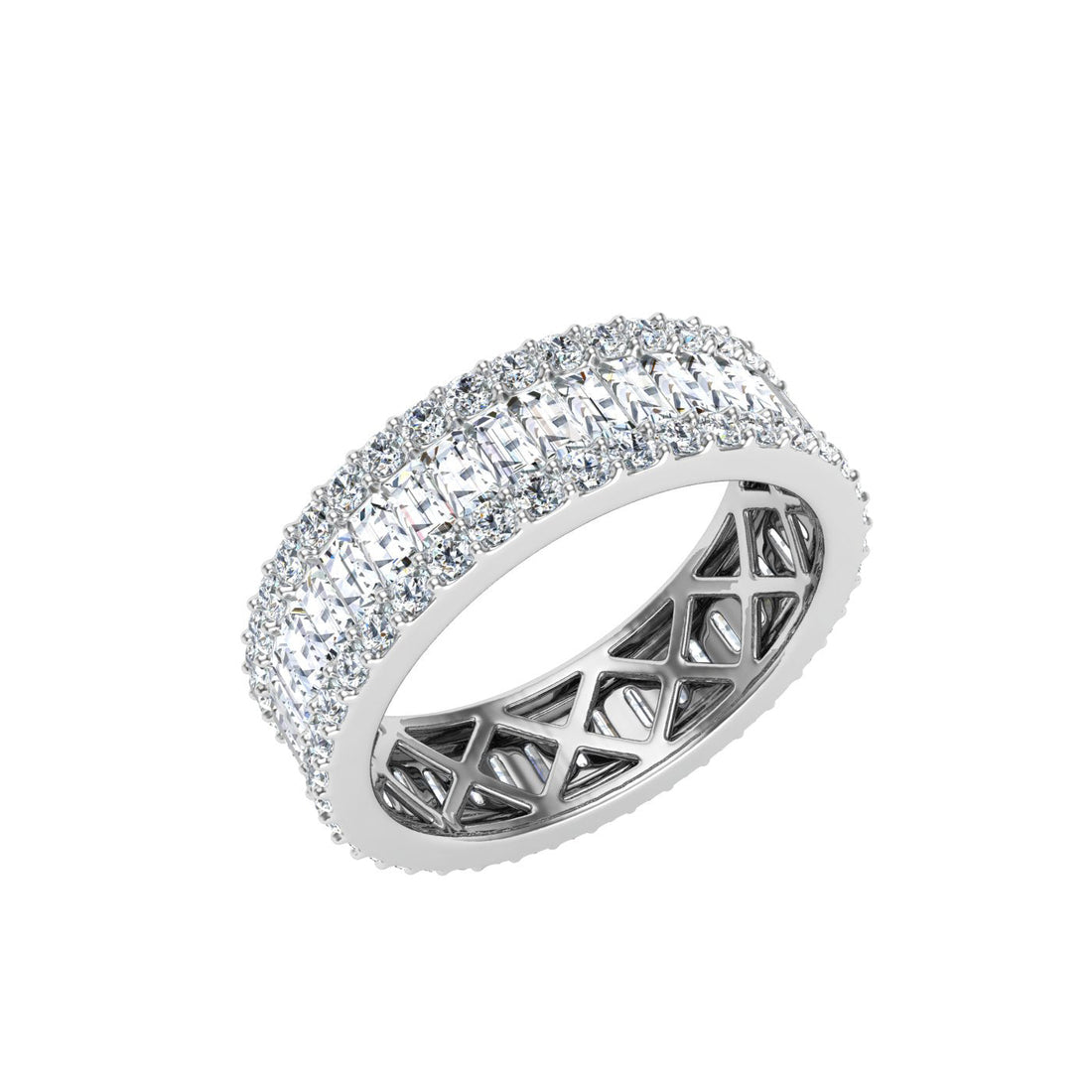 Luxe Baguette Moissanite Wedding Band Silver 925