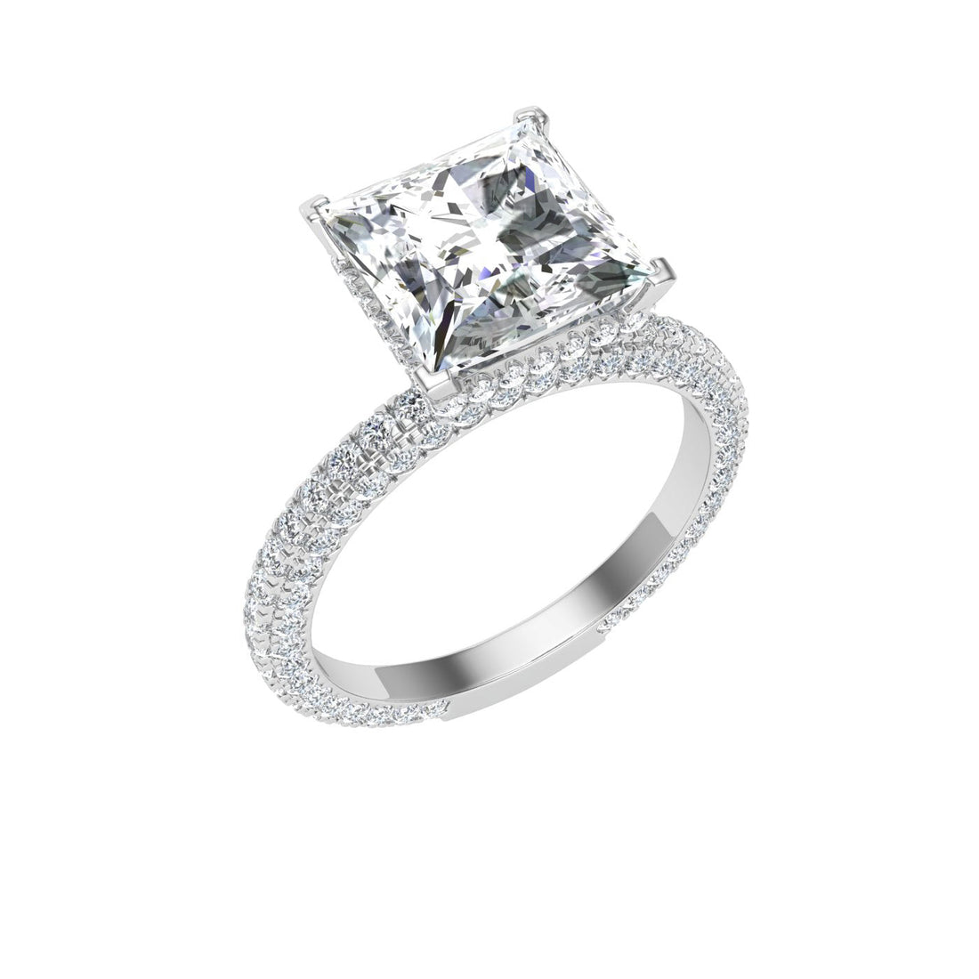 Regal Princess Cut Micro Pavé Moissanite Engagement Ring White Gold