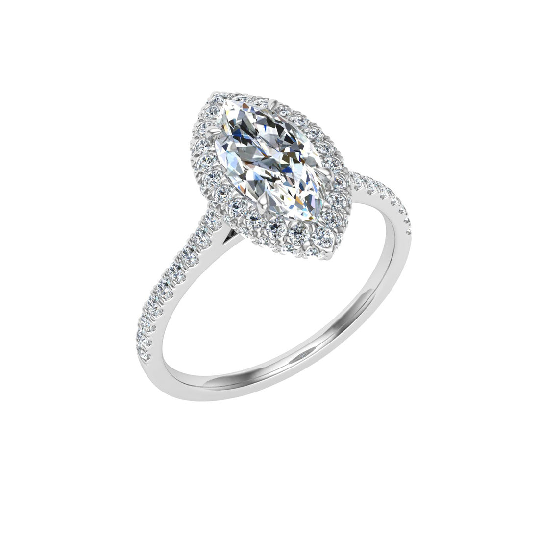 Promise Marquise Cut Halo Moissanite Engagement Ring White Gold