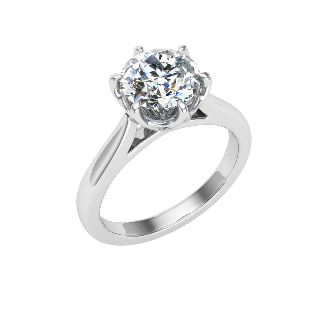 Adaya Round Cut Solitaire Moissanite Solitaire Engagement Ring White Gold