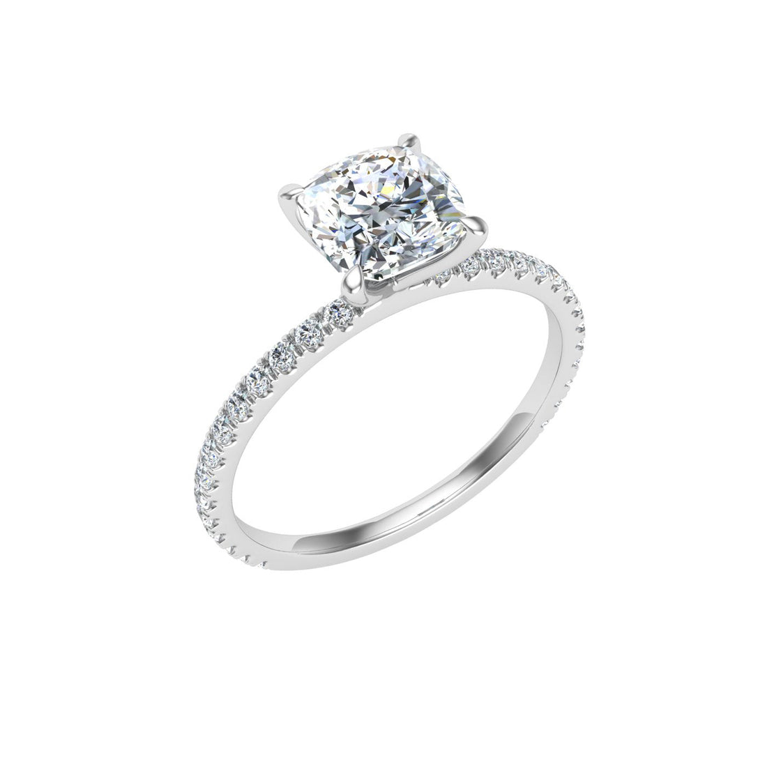 Cipher Cushion Cut Solitaire Moissanite Engagement Ring White Gold