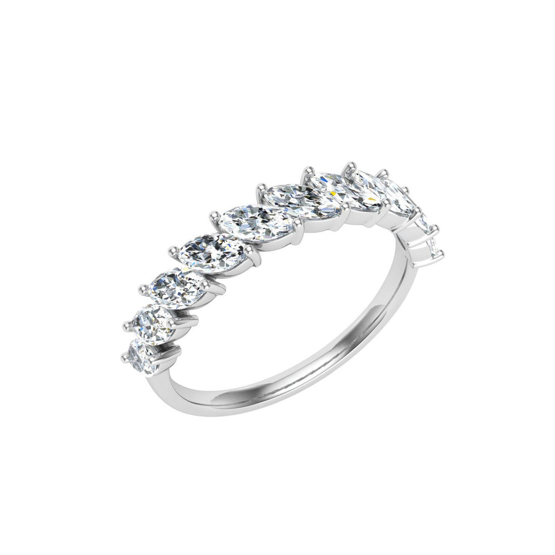 Luxe Marquise Cut Moissanite Wedding Band White Gold