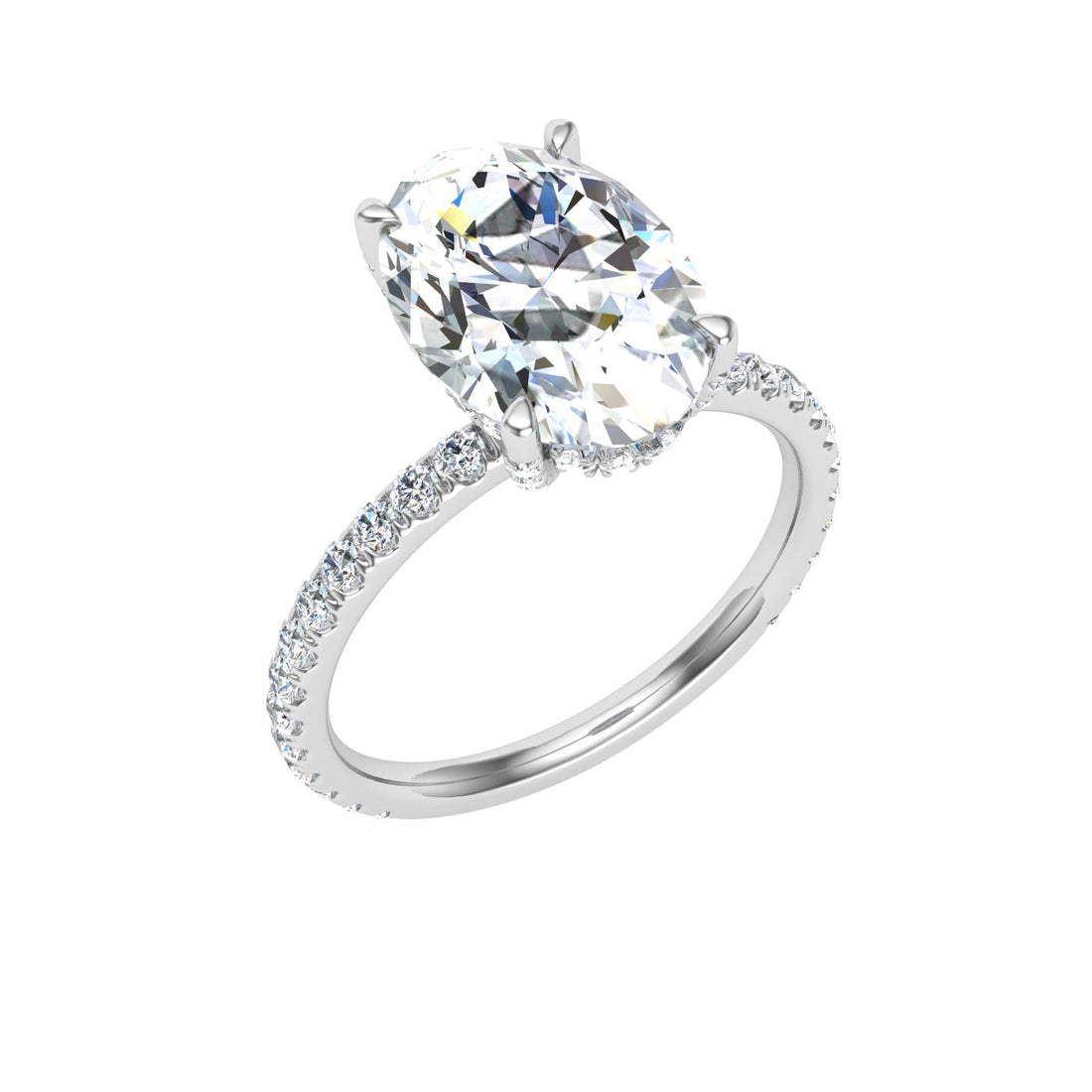 Twilight Oval Cut Hidden Halo Moissanite Engagement Ring White Gold