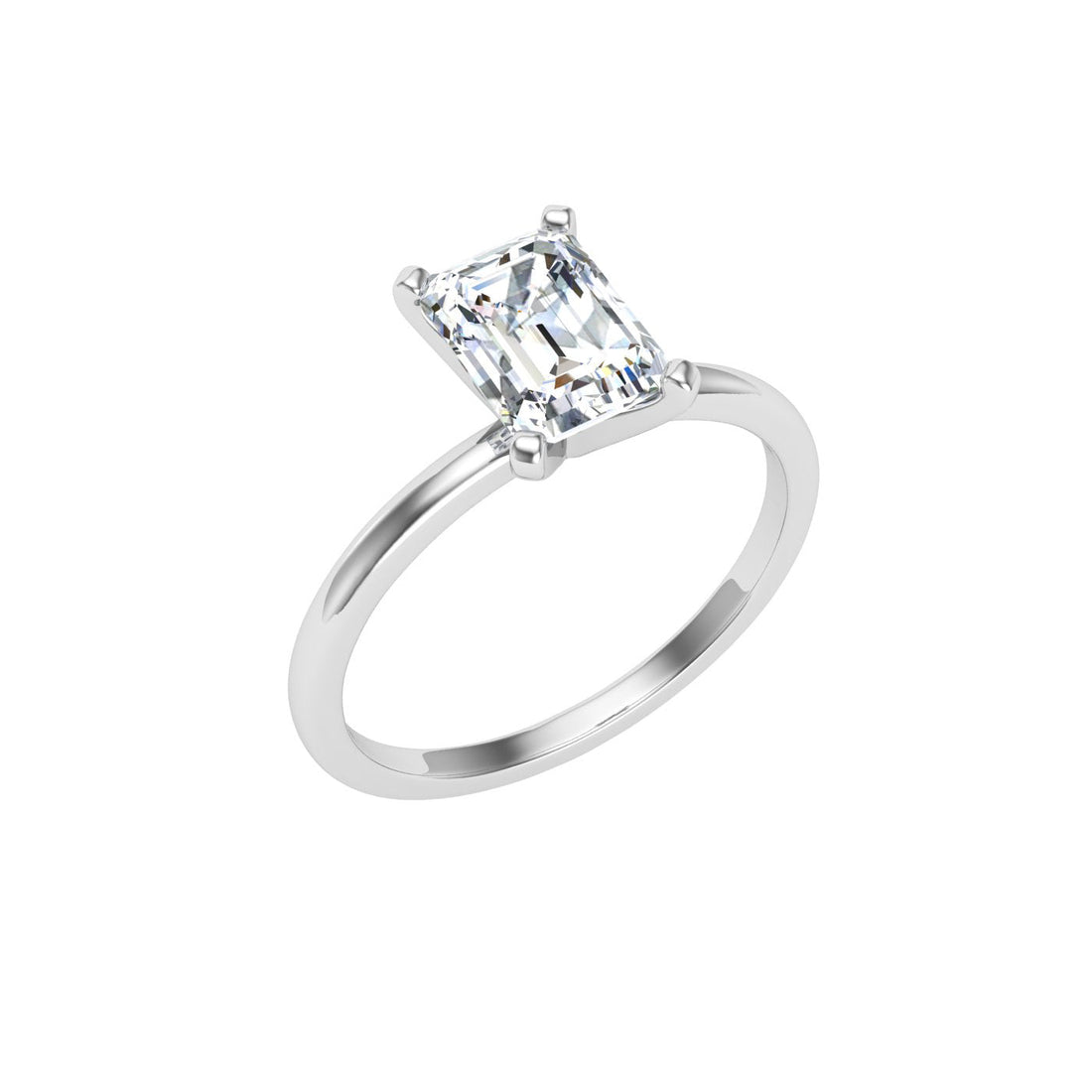 Serenade Emerald Solitaire Moissanite Engagement Ring White Gold