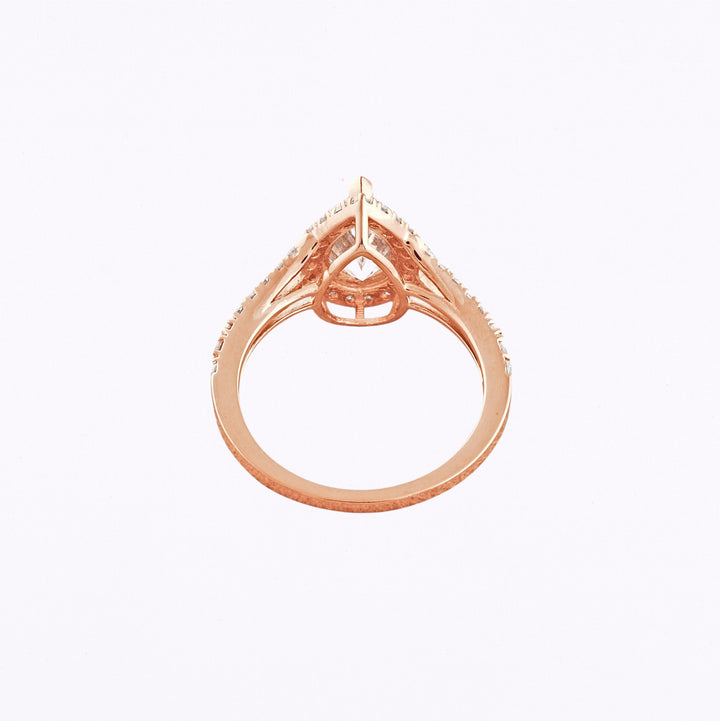 3.1 CT Pear Cut Halo & Pave Moissanite Engagement Ring Rose Gold