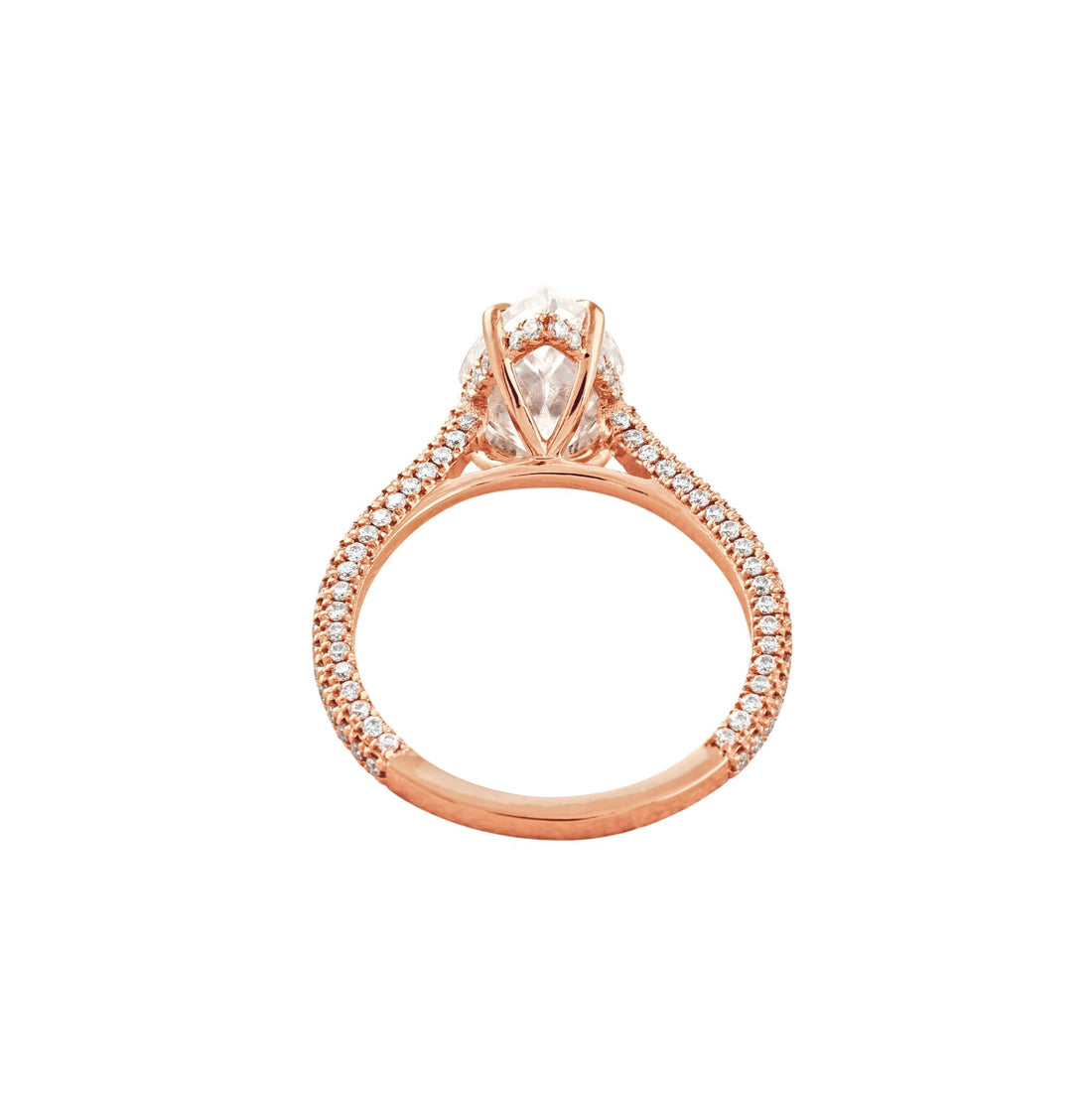 3.1 CT Pear Cut Pave Moissanite Engagement Ring Rose Gold