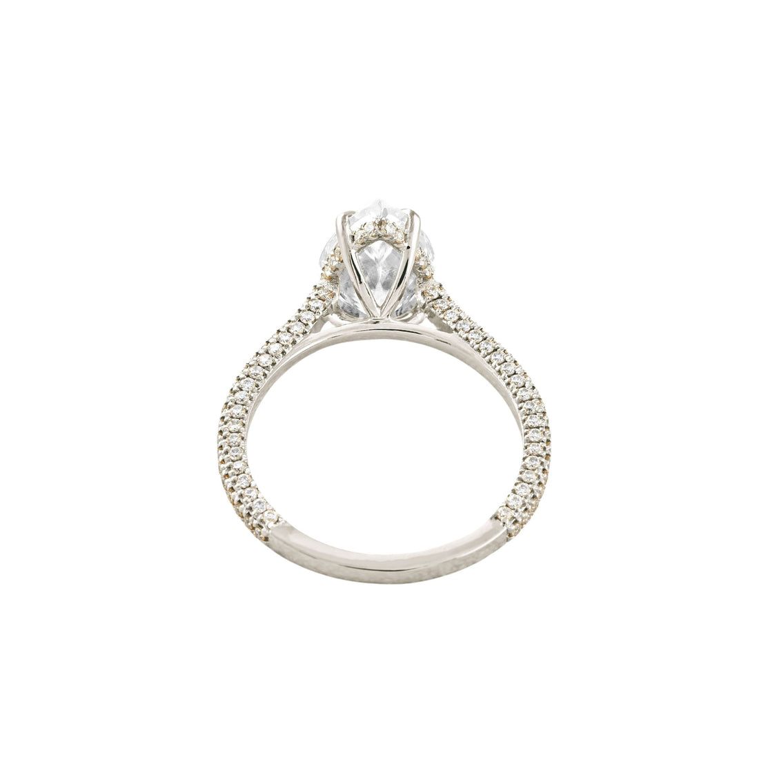 3.1 CT Pear Cut Pave Moissanite Engagement Ring White Gold