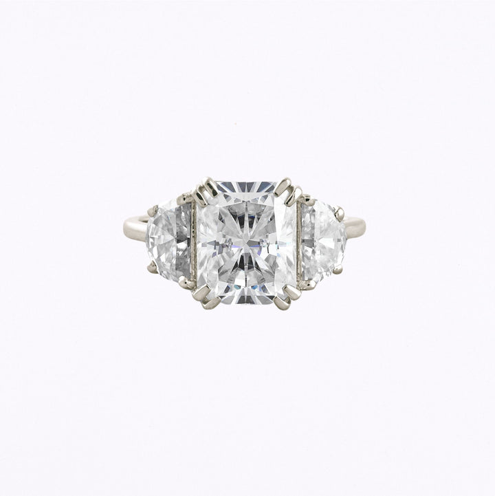 3.24 CT Radiant Cut 3 Stones Moissanite Engagement Ring White Gold