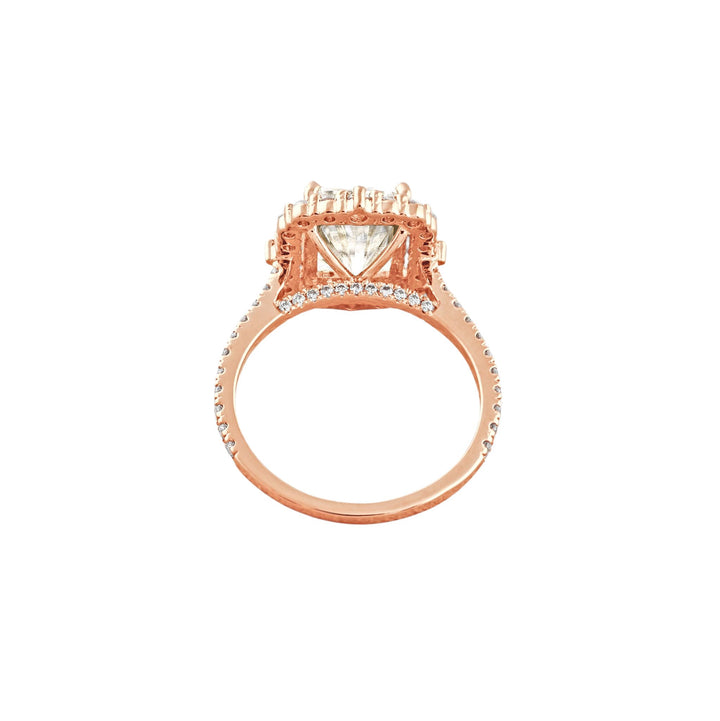 3.24 CT Radiant Cut Halo & Pave Moissanite Engagement Ring Rose Gold