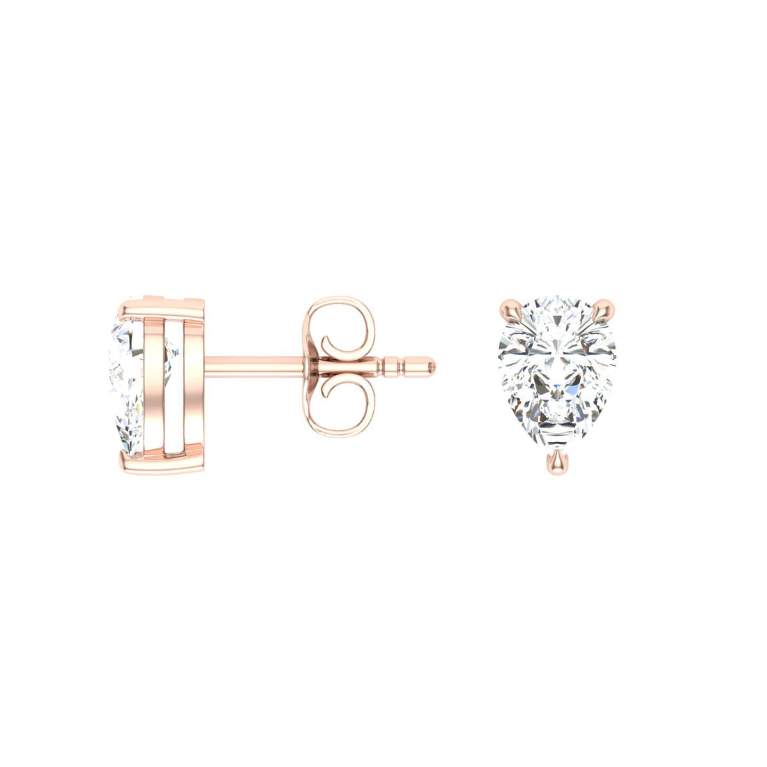 Pear Moissanite Studs Rose Gold