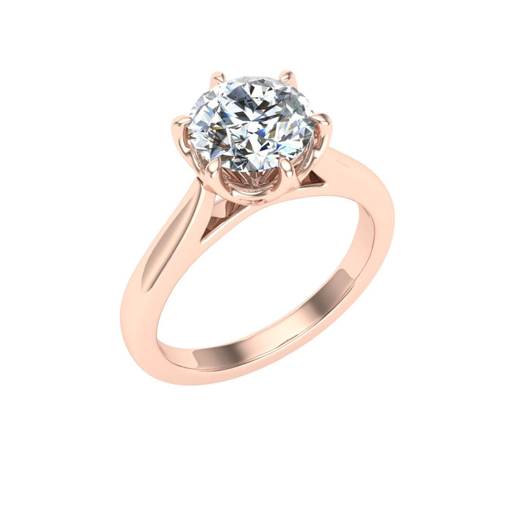 Adaya Round Cut Solitaire Moissanite Solitaire Engagement Ring Rose Gold