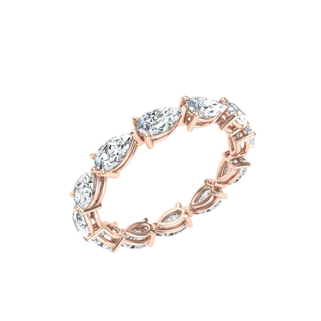 Luxe Pear Cut Moissanite Wedding Band  Rose Gold