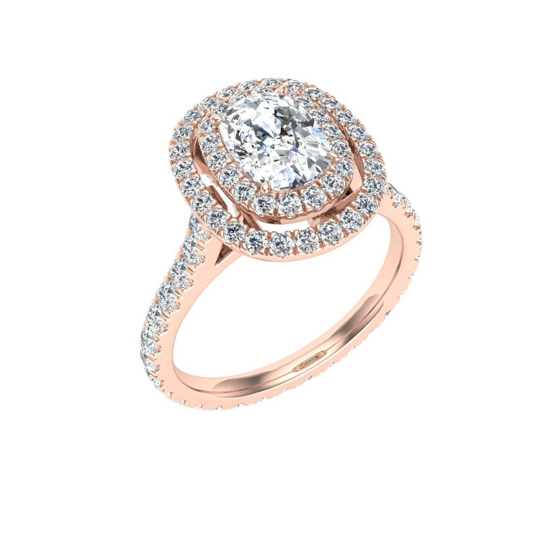 Moondust Cushion Cut Halo Moissanite Engagement Ring Rose Gold