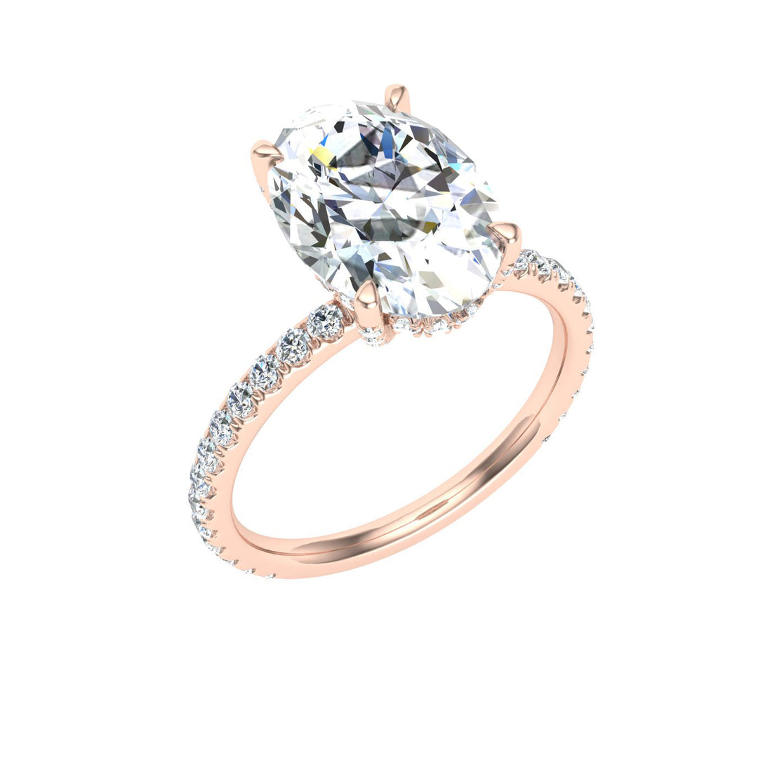 Twilight Oval Cut Hidden Halo Moissanite Engagement Ring Rose Gold