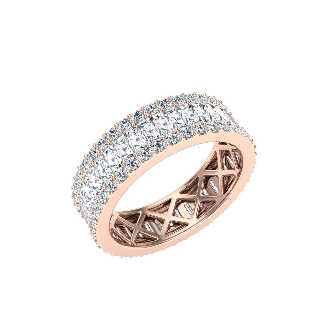 Luxe Baguette Moissanite Wedding Band  Rose Gold
